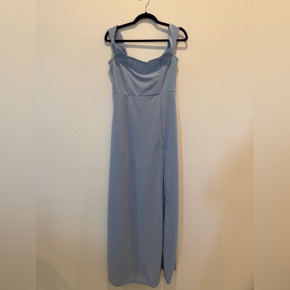 Elegant Strapless Blue Dress